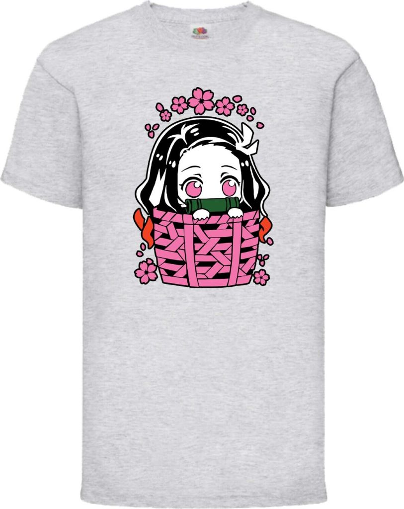 Kinder T-Shirt Demon Anime Slayer Nezuko Kamado 06, 9-11 Jahr - 140 / Grau