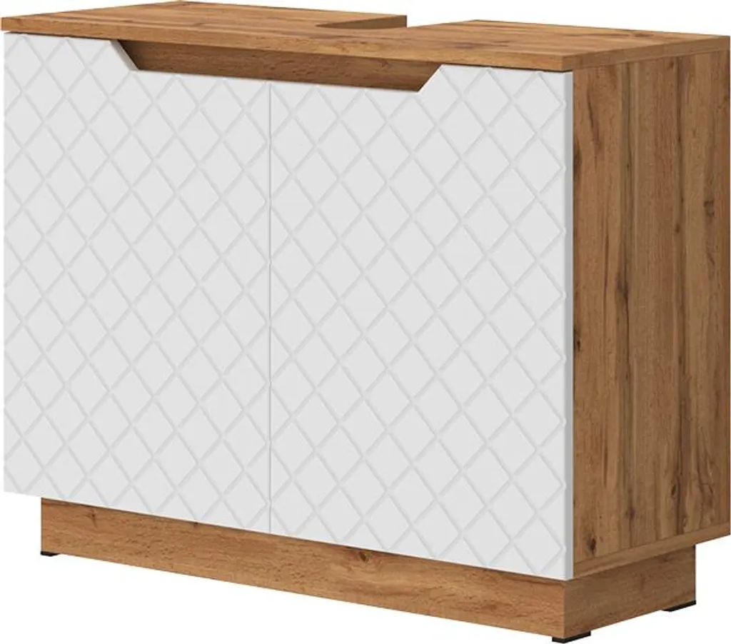 Mobile Sottolavabo Bagno Vicco Lotta Rovere e Bianco 80cm - Design Tile