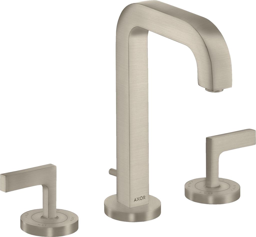 hansgrohe AXOR Citterio 3-Loch Waschtischarmatur 170, Zugstangen-Ablaufgarnitur, Auslauf 140mm, Hebelgriffe, Rosetten, 39135820
