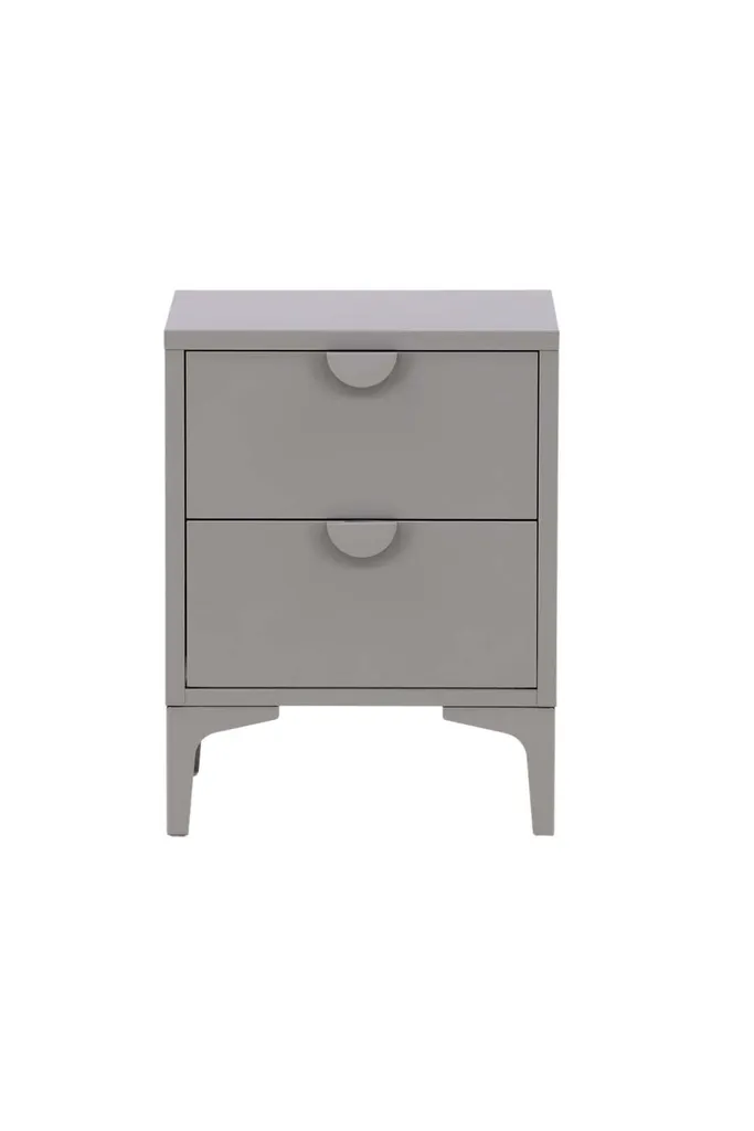 Table de nuit Piring 2 tiroirs gris clair : fini le désordre de chambre