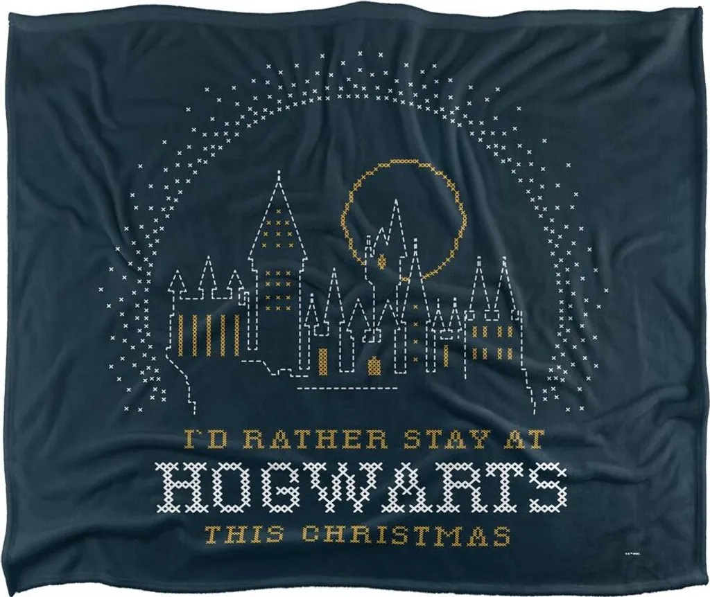 Couverture Harry Potter douce motif Poudlard de Noël TV18921
