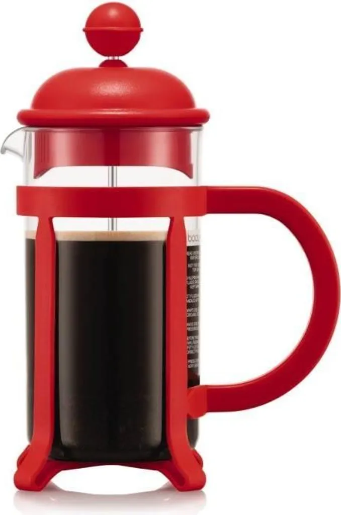 Caffettiera, BODUM Java, 3 tazze, 0,35 l, rossa, caffettiera a stantuffo, vetro borosilicato