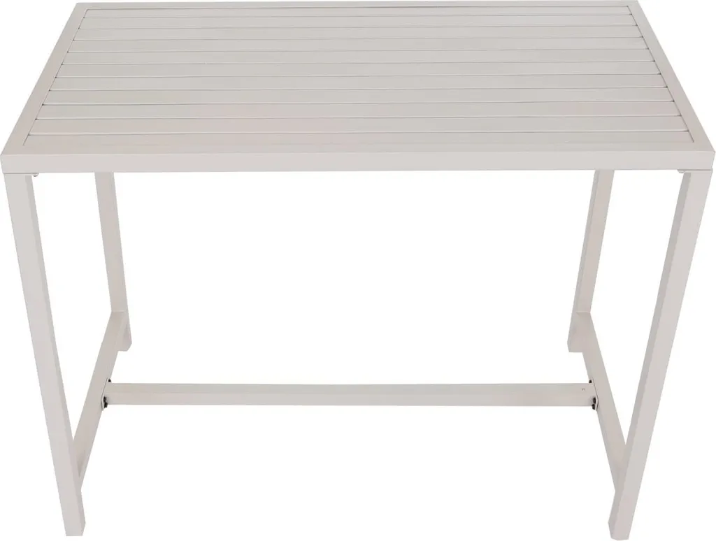 Table de bar d'extérieur métal crème 105x130x65cm robuste et chic