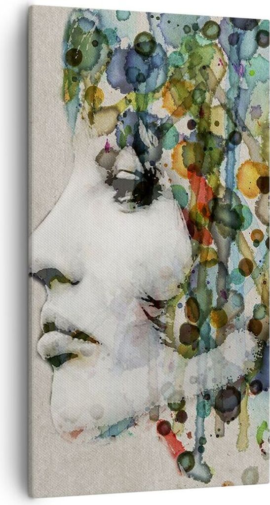Bild auf Leinwand - Leinwandbild - Gesicht Frau - 55x100cm - Wand Bild - Wanddeko - Wandbilder - Leinwanddruck - Bilder - Kunstdruck - Wanddekorati...