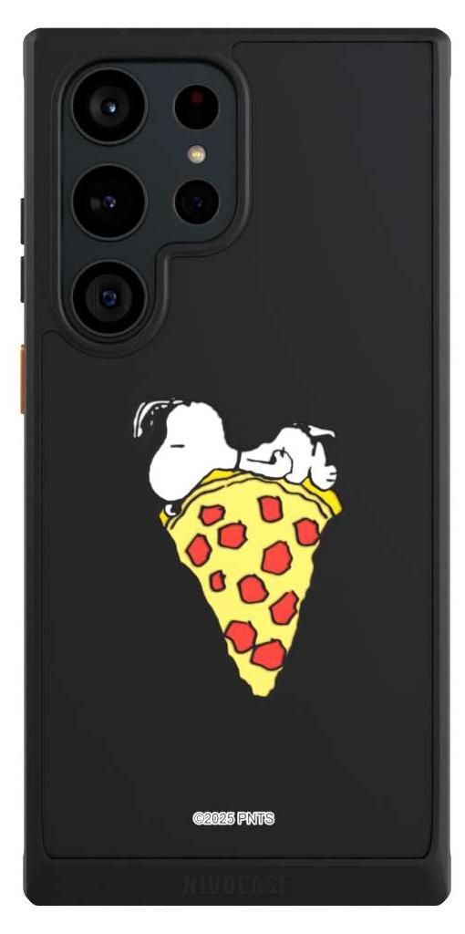 NIVOCASE Hülle für Samsung Galaxy S23 Ultra Handyhülle NIVOcore Case Schwarz Pizza Peanuts Snoopy