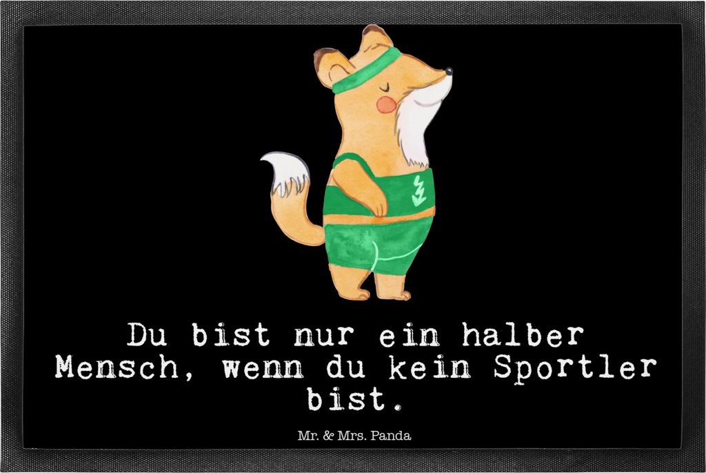 Mr. & Mrs. Panda Türvorleger Sportler Herz 40 x 60 cm - Schwarz - Geschenk, Schmutzfangmatte, Schuhabstreifer, Bodenvorleger, fußmatte, Schmutzma...