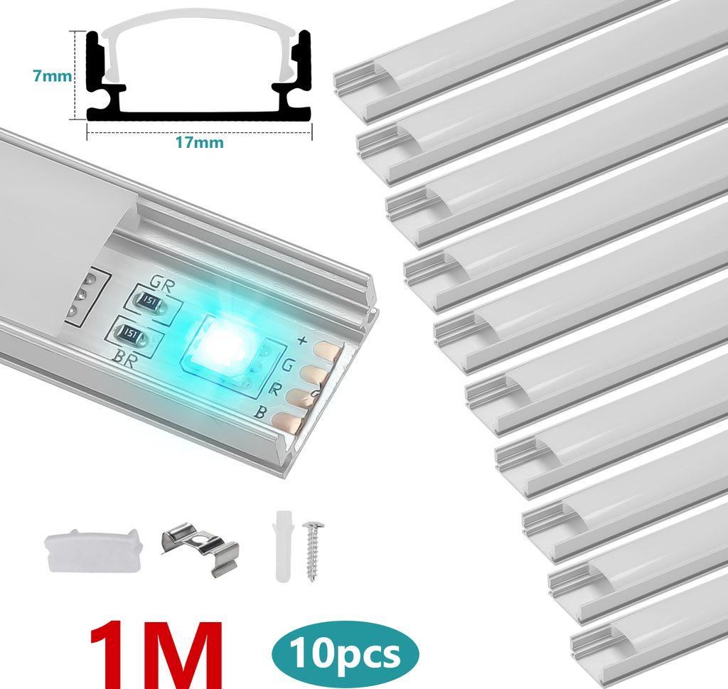 Jayseuw 10x1m LED profilo in alluminio profilo in alluminio Immagine del prodotto 