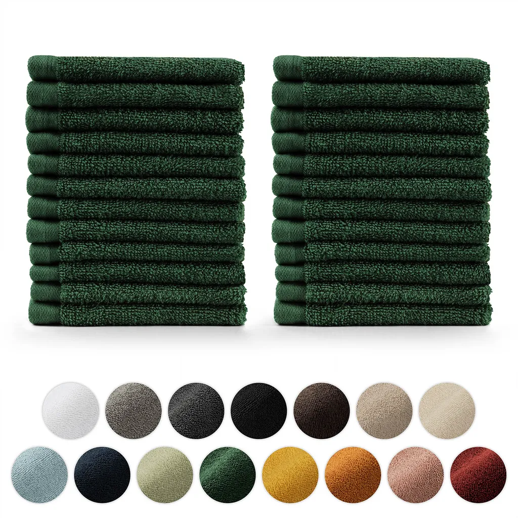 Asciugamani Ospiti Blumtal Verde Scuro - Set 24 Lavette Spugna Cotone