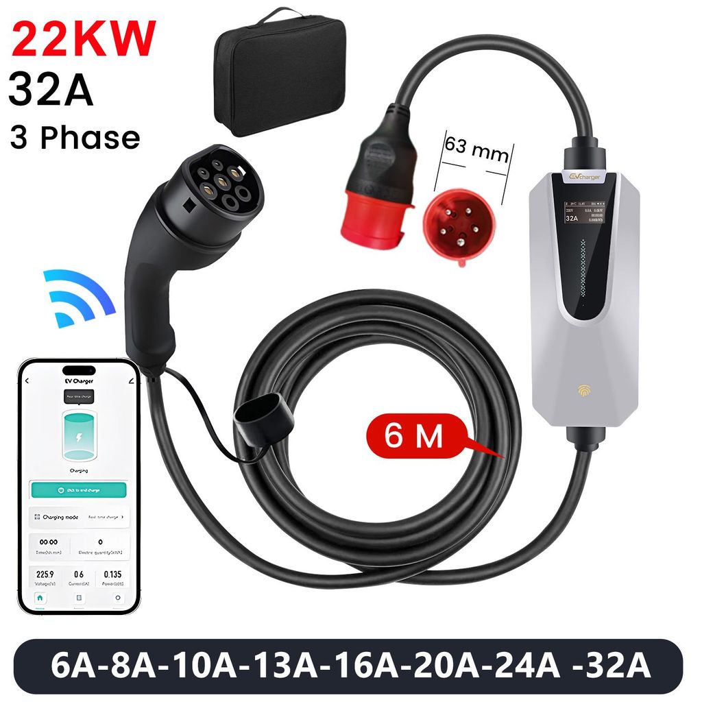 Junsun Wi-Fi/aplikace, nabíječka pro elektromobily, typ 2, Obrázek produktu 
