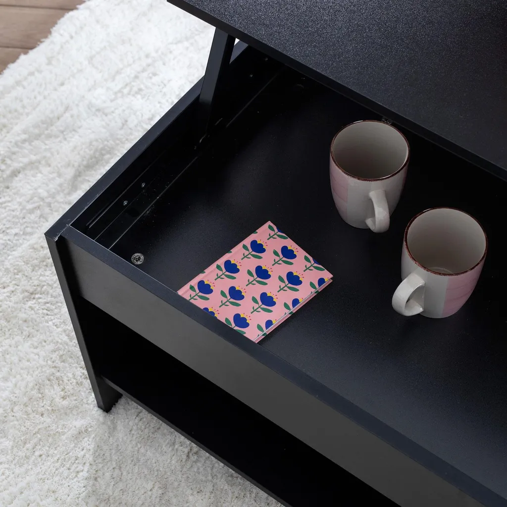 Table basse relevable noire pour manger devant la télé - Modèle HEDDA - 5