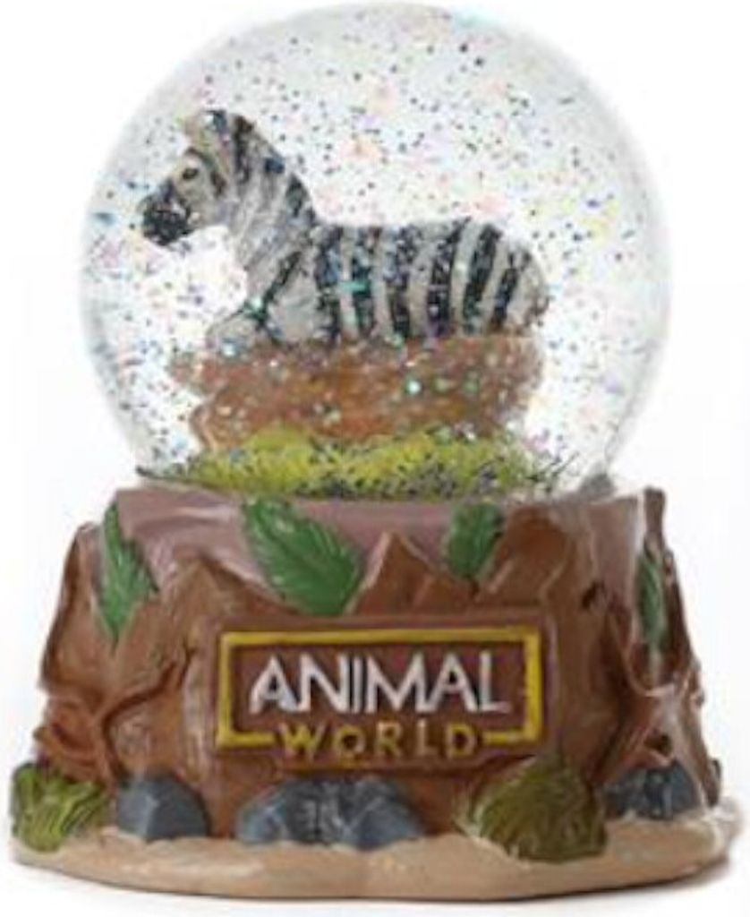 Toi-Toys - Schneekugel - Wilde Tiere Dekoration Weihnachten Schnee Zebra