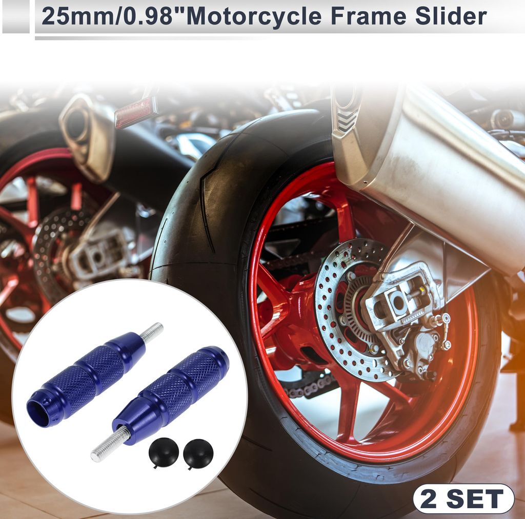 0.71" Motorrad Slider Rahmen Aluminiumlegierung Kunststoff Rad Verkleidung Schutz Crash Pad Schutzbügel 0.98" 3.58" Blau 2 Set