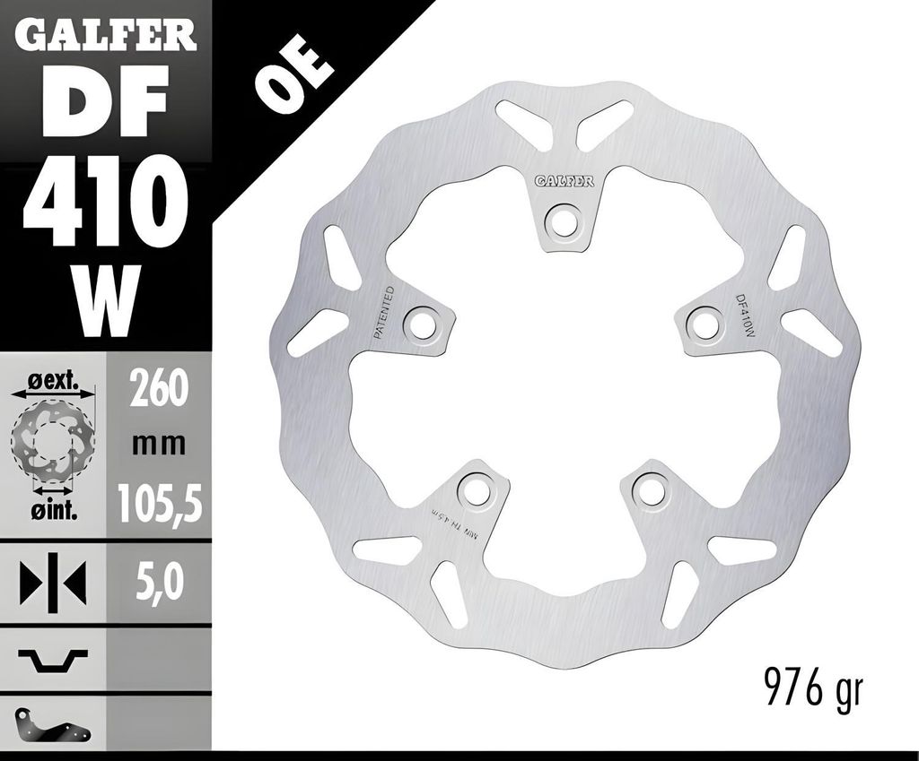 Bremsscheibe Set Galfer 2x DF410W WAVE starr vorne 260x5mm für Kymco Xciting K-XCT i R i i 250 - 500 ccm