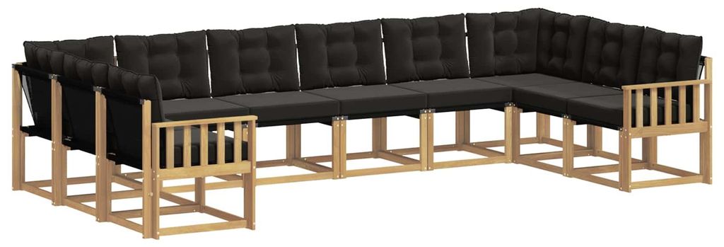 vidaXL Outdoor-Sofagarnitur mit Kissen 10 pcs Weiß und Schwarz