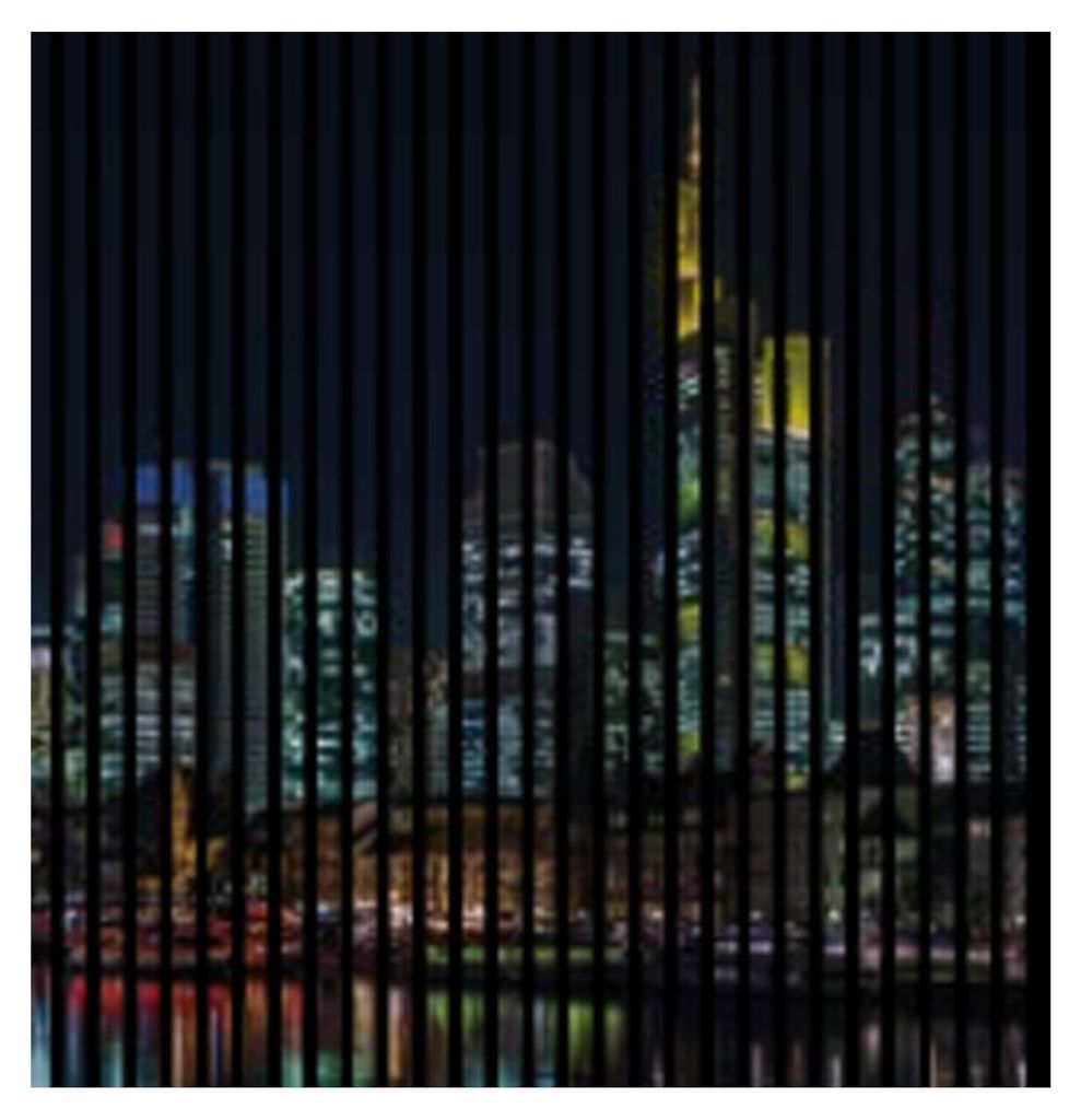 Akustikpaneele mit Digitaldruck Frankfurt01 19 x 1133 x 1195 mm Frankfurt Skyline Nacht MDF PET-Fasern Wandpaneele Schwarz 2 Einzelplatten