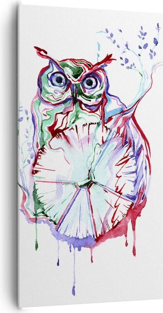 Bild auf Leinwand - Leinwandbild - Eule intelligent Geschöpf Kinder - 65x120cm - Wand Bild - Wanddeko - Leinwanddruck - Bilder - Kunstdruck - Lein...