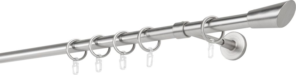 Gardinenstange Maß 20mm Rag 1-lauf Wand-Deckenträger 14cm Farbe: Edelstahl-Optik, Größe: 340cm