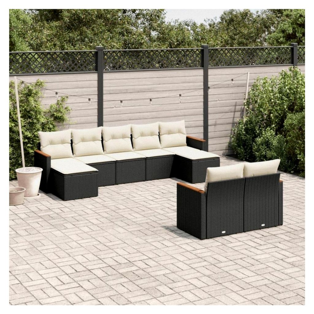 Gartenlounge aus Rattan mit Stauraum, Loungemöbel Set für den Außenbereich