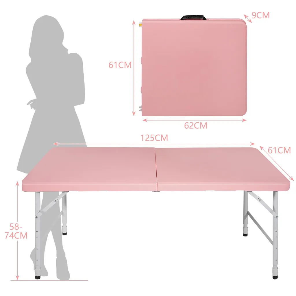 Table pliante réglable 125 cm : stable, facile à ranger et à porter