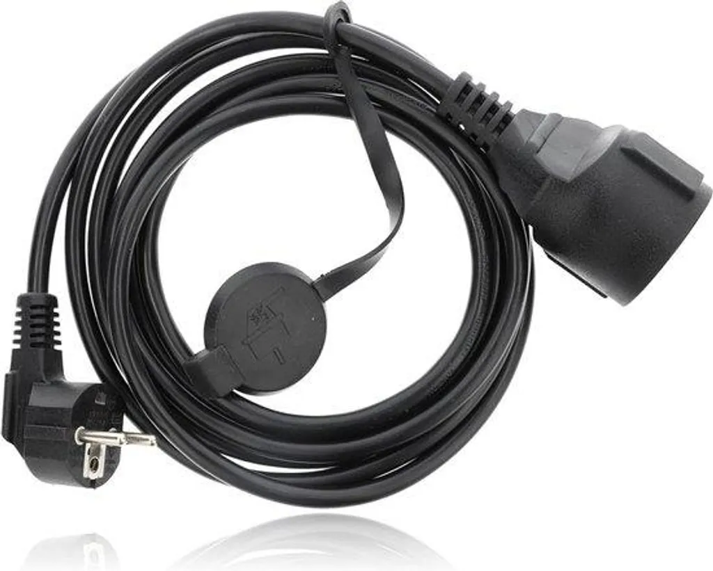 Câble prolongateur extérieur étanche 3m noir avec prise Schuko sécurisée