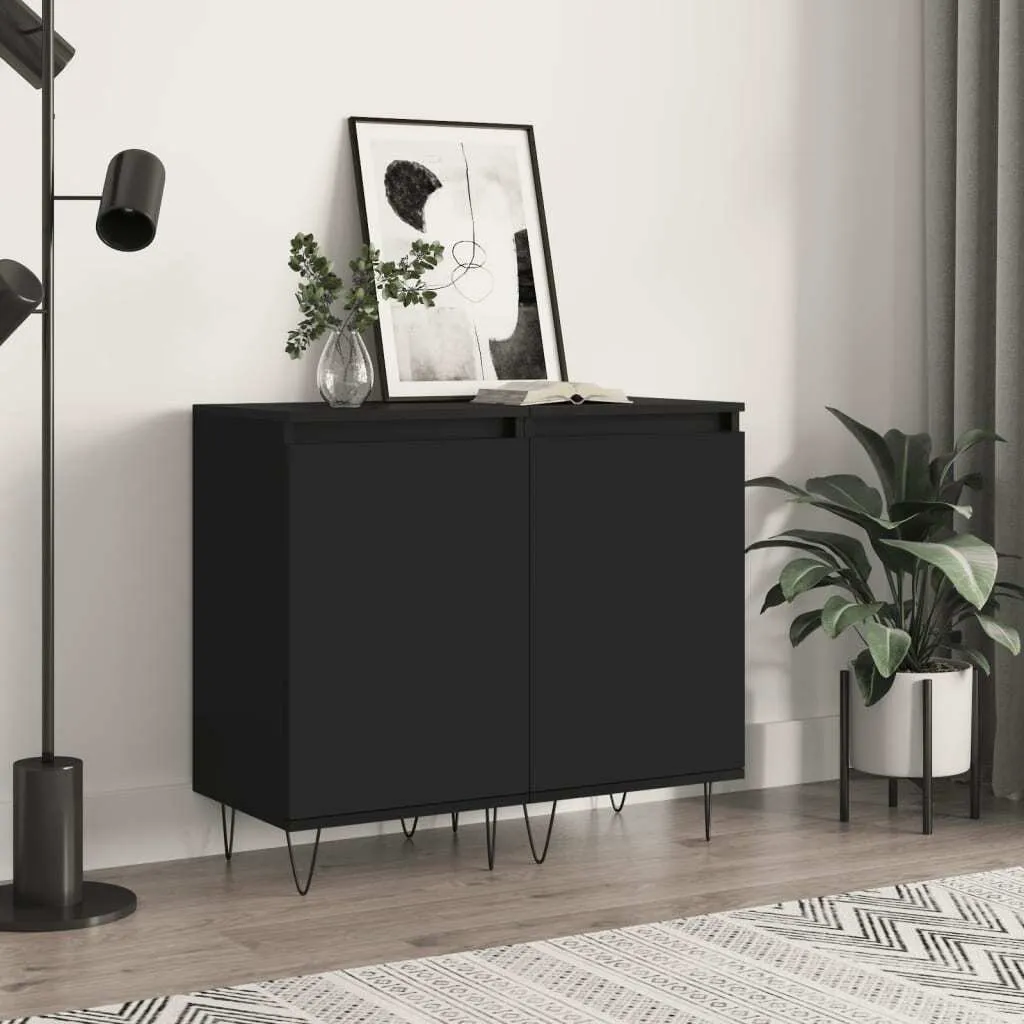 Coppia Credenze vidaXL Nere 70cm | Mobiletti Contenitori Legno Moderni