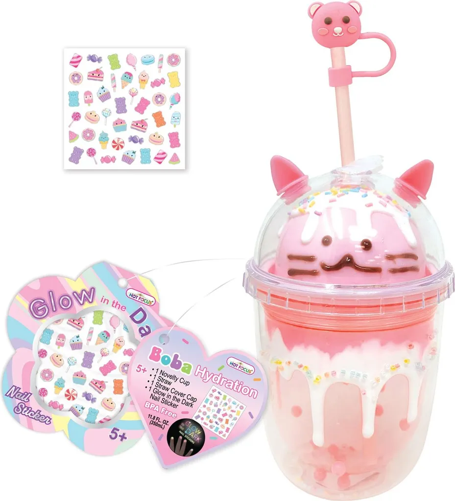 Mug motif chat 350ml kawaii avec paille intégrée et kit de stickers