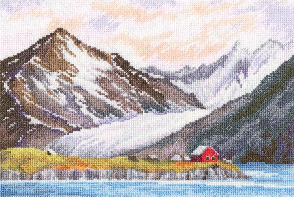 Kit Broderie Point de Croix 28,5x19,5cm Spitzbergen Motif à Compter