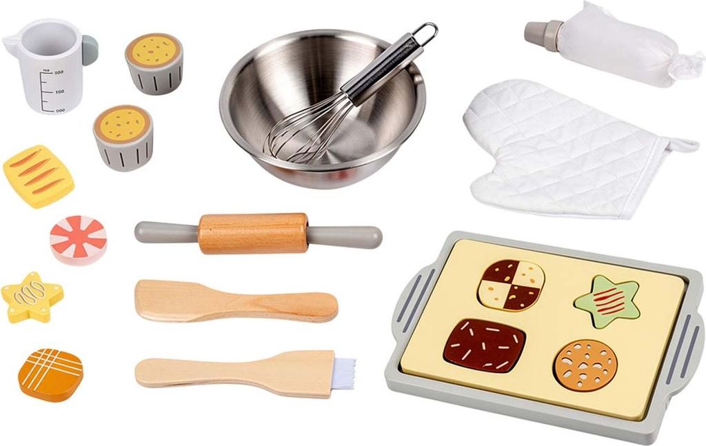 Avizar, Komplettes Holz-Backset für Kinder mit realistischen Utensilien, Mehrfarbig