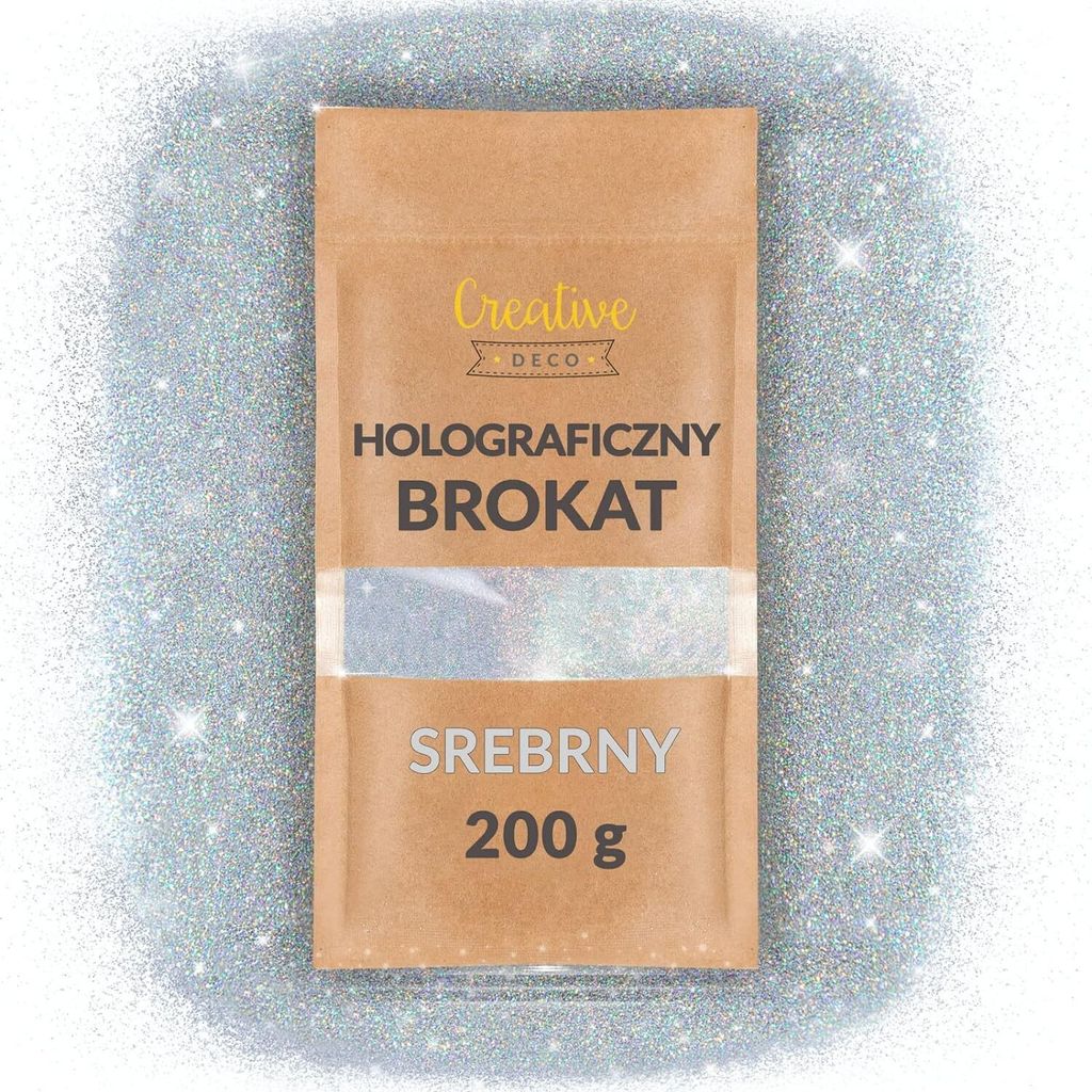 Creative Deco Brokat do farb | 200g | Srebrny Holo | Zdjęcie produktu 