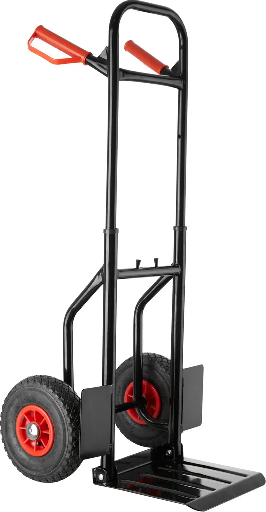 Diable pliable robuste 200 kg en acier noir avec roues renforcées