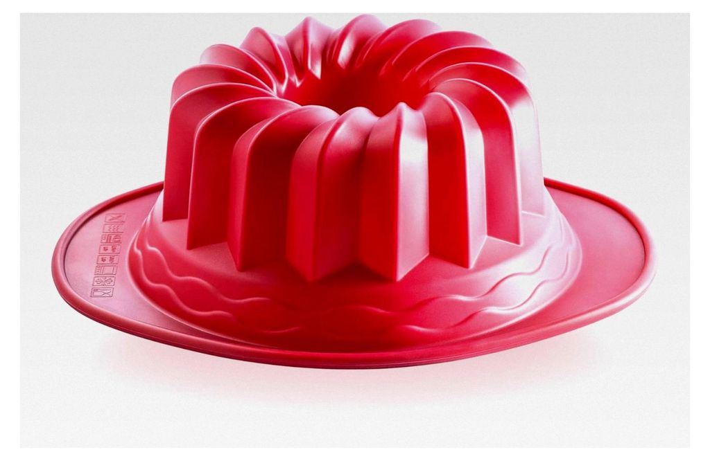 Gugelhupfform mit Haltegriffen 24 x 10 cm, antihaftende Silikon Backform für Gugelhupf