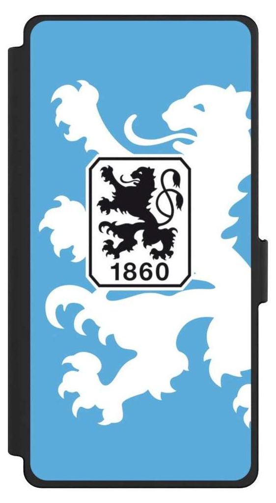 NIVOCASE Klapphülle für Samsung Galaxy S25 Ultra Handyhülle aus Kunst Leder NIVOflip schwarz Offizielles Lizenzprodukt TSV 1860 München Wappen