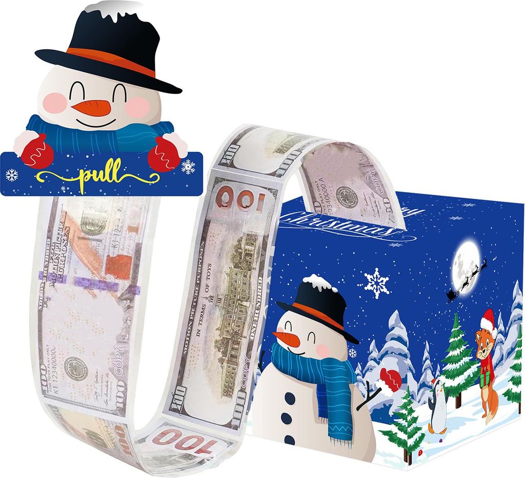 Weihnachtsgeldbox zum Herausziehen, DIY-Weihnachtsgeschenkbox mit transparenten Beuteln, Weihnachtsgeldhalter zum Herausziehen für Kinder und Erwa...