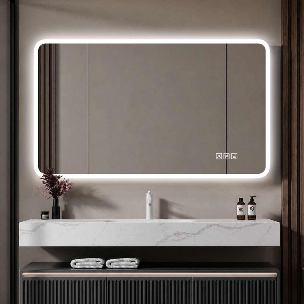 LED Badezimmerspiegel 60x120 cm mit Milchglasrand – Produktbild 