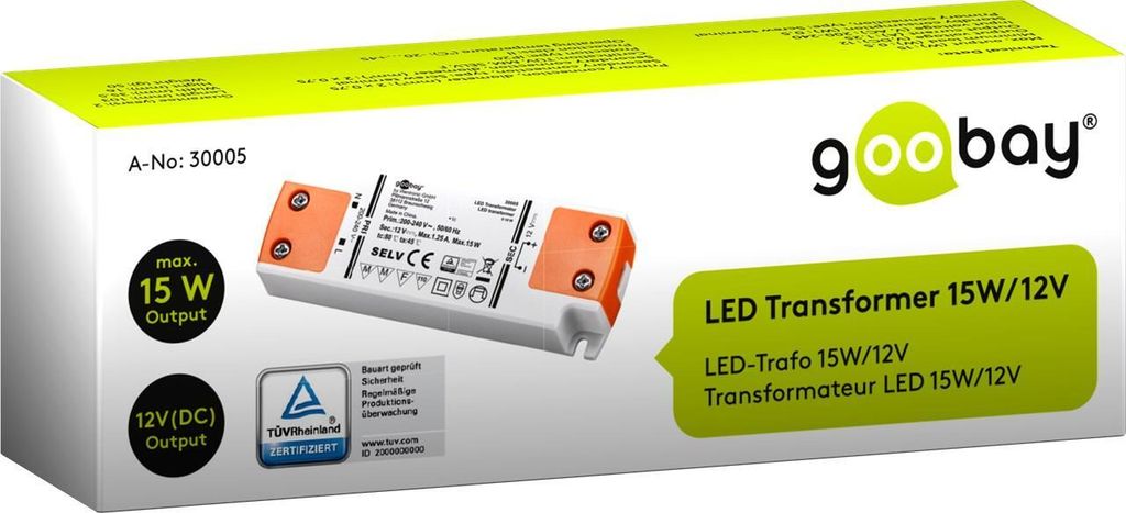 IP67 waterdichte led-transformator, 12 V, 45 W, 230 V naar 12 V 3,7 A, voeding voor G4 GU5.3 MR11 MR16, niet dimbaar, geen flikkeren