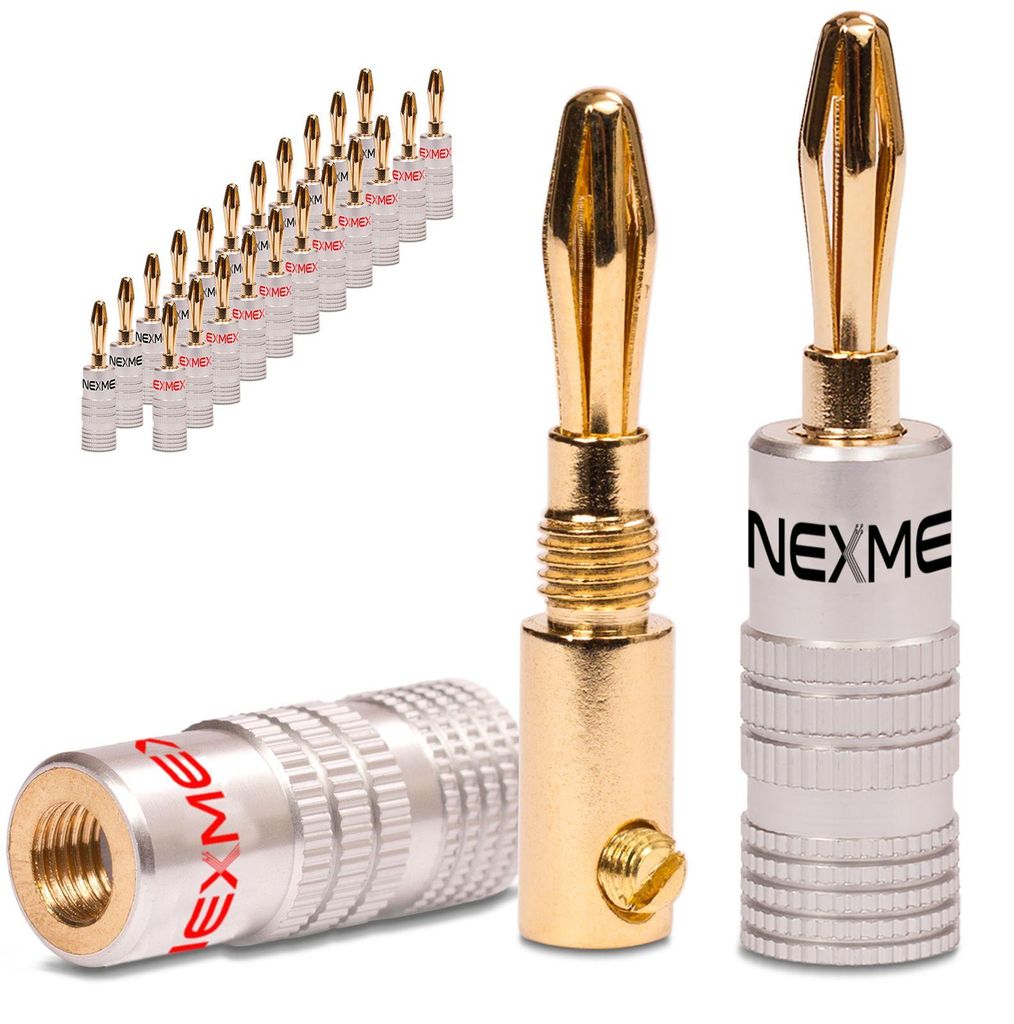 Bananenstecker 4mm vergoldet 24x Stecker NEXMEX Steckverbinder Lautsprecherkabel