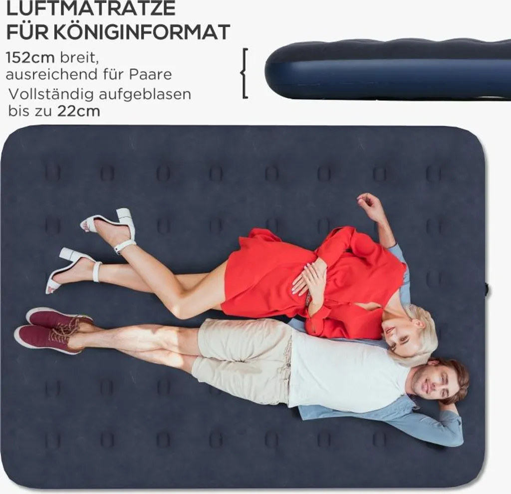 Lit d'appoint gonflable pour invités matelas camping double 152x203cm