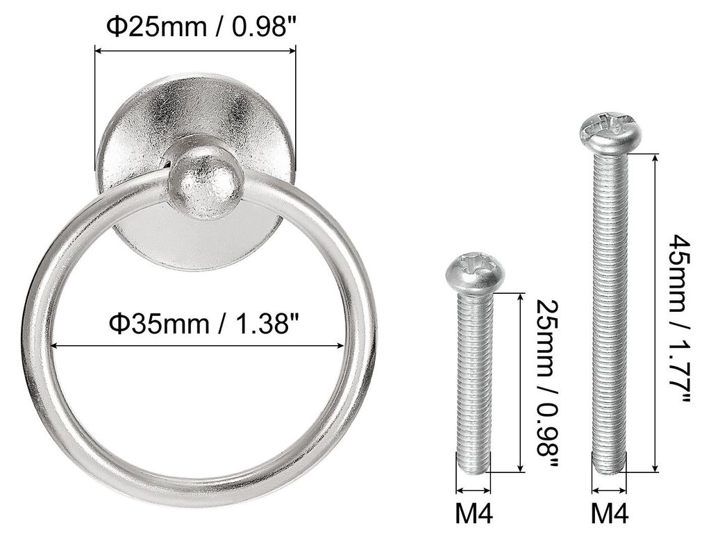 4Stk Rund Ring Griffe Schubladen Kn?pfe Silber Kreis Schublade Handgriffe Einzelnes Loch fš¹r Kommode Schrank Kleiderschrank