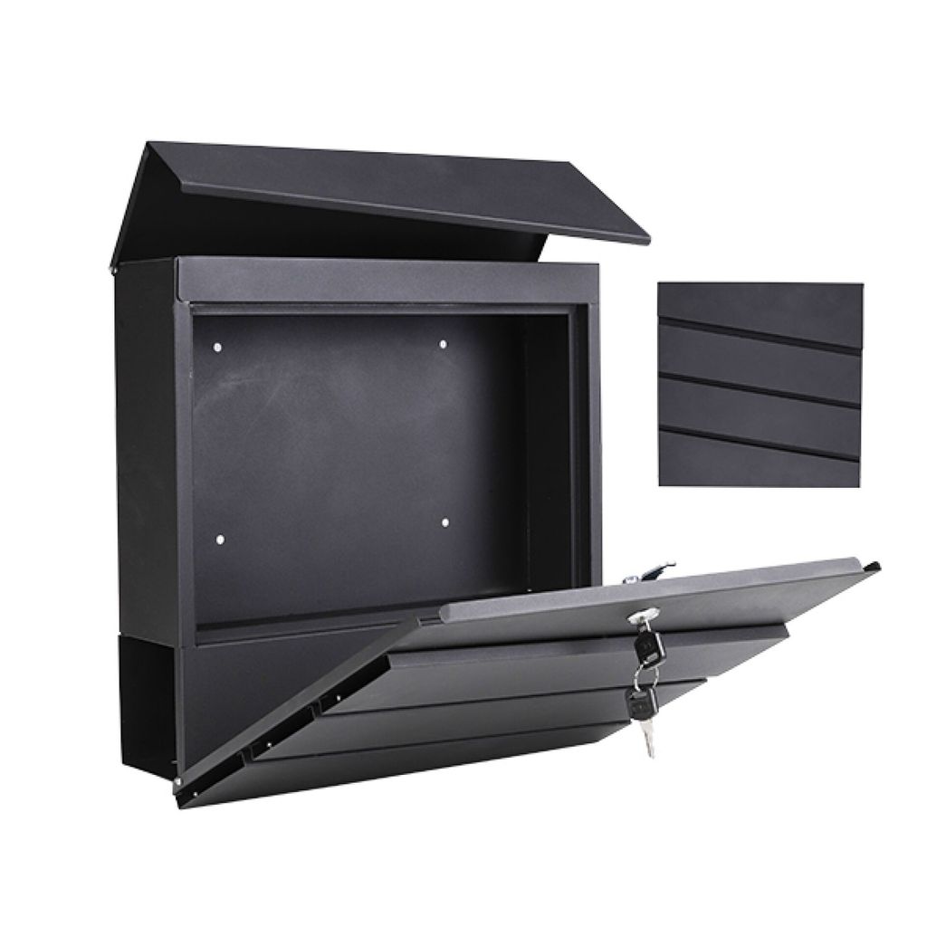HI Briefkasten Verzinktes Eisen Schwarz 37×10,5×37 cm Produktbild 