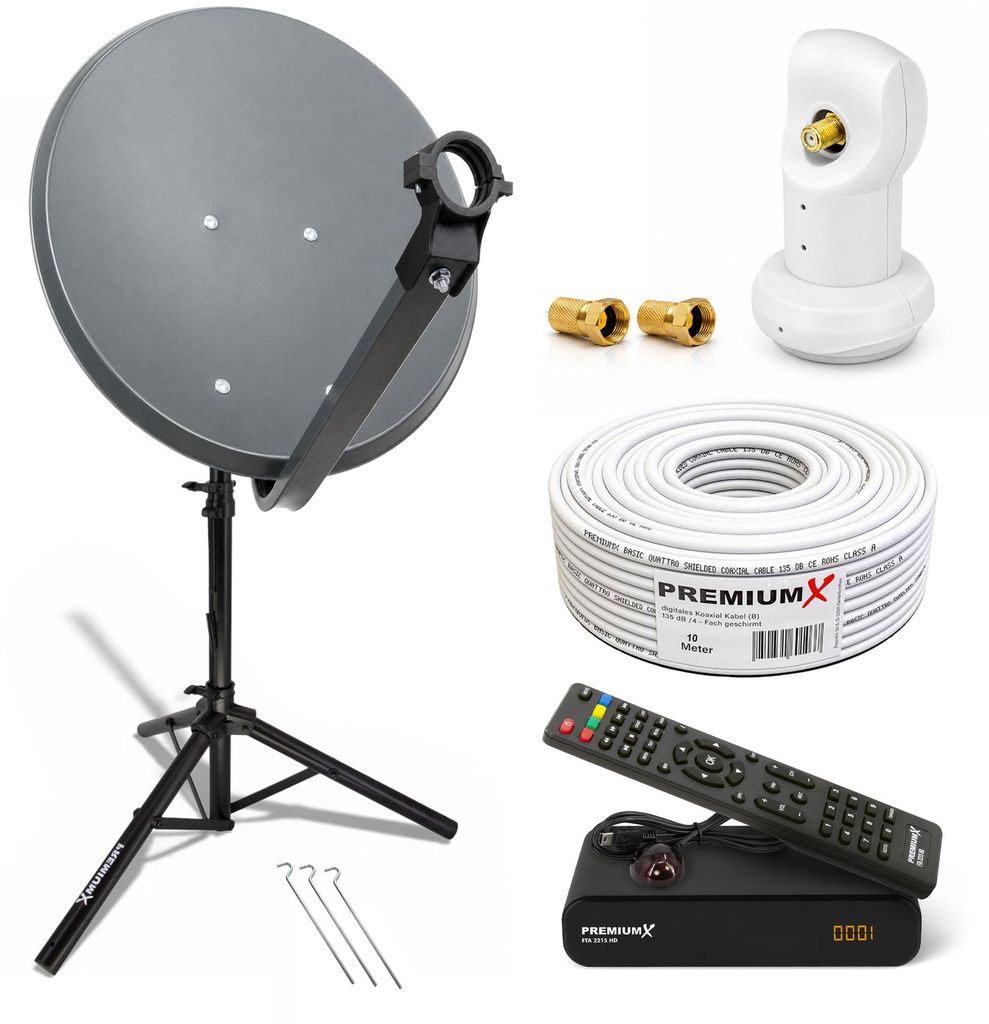 PremiumX Camping SAT Anlage 60cm Antenne Single LNB Kabel Produktbild 
