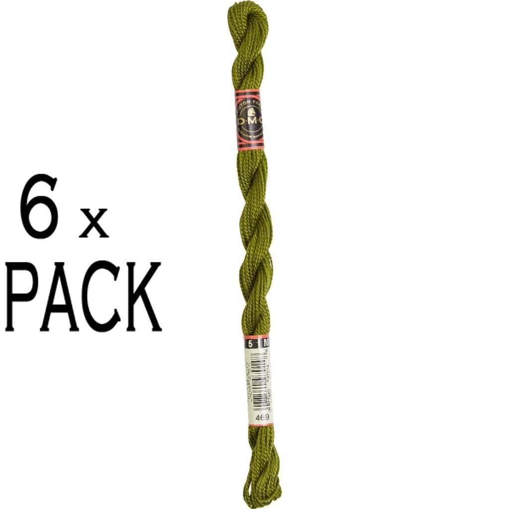 6x DMC Perlgarn Stärke 5, 15 m, 115AR/5-469, VPE