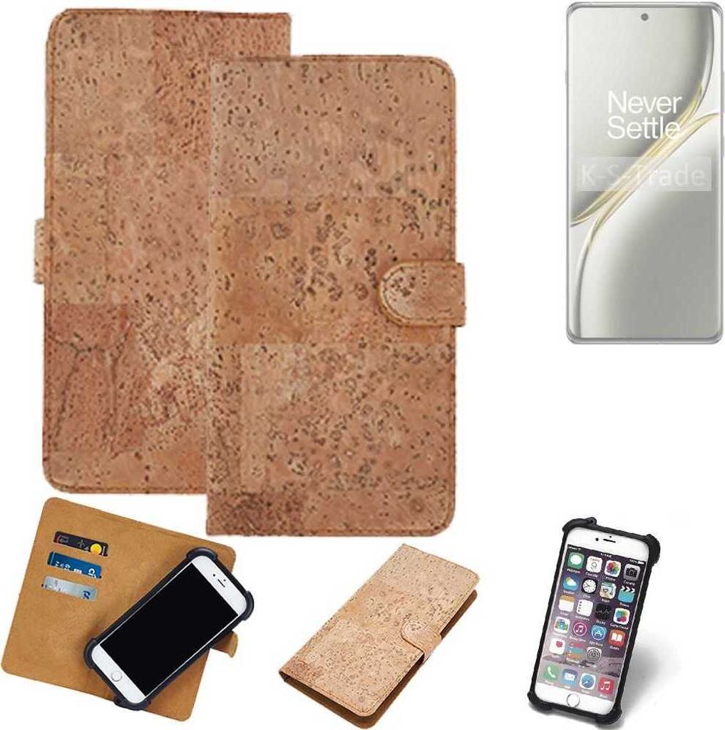 K-S-Trade Hülle kompatibel mit OnePlus Ace 3 Pro Kork Handyhülle Cover Schutzhülle TPU Case Bumper in Hellbraun, (1x)