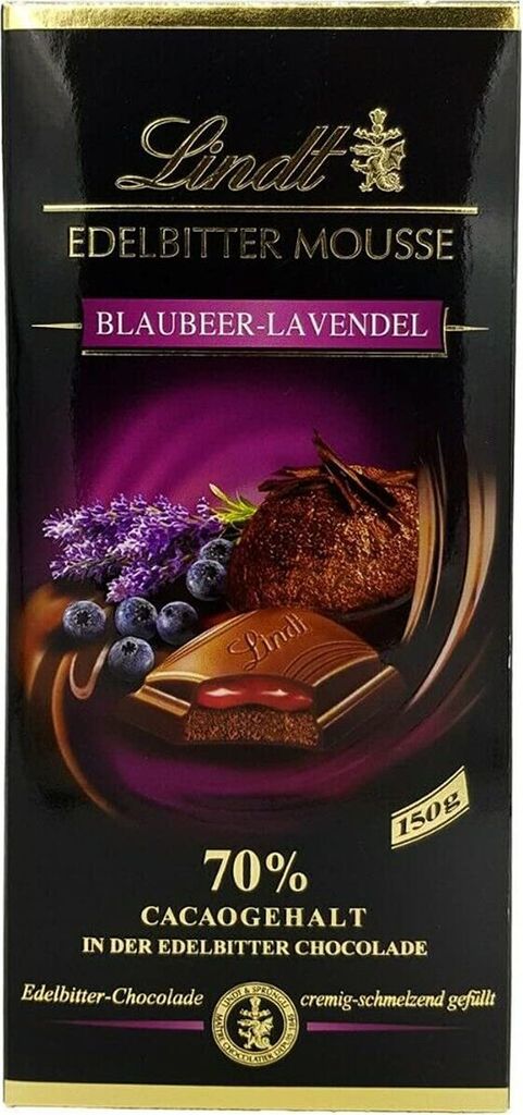 Lindt Edelbitter Mousse Blaubeer-Lavendel Tafel 150g Produktbild 