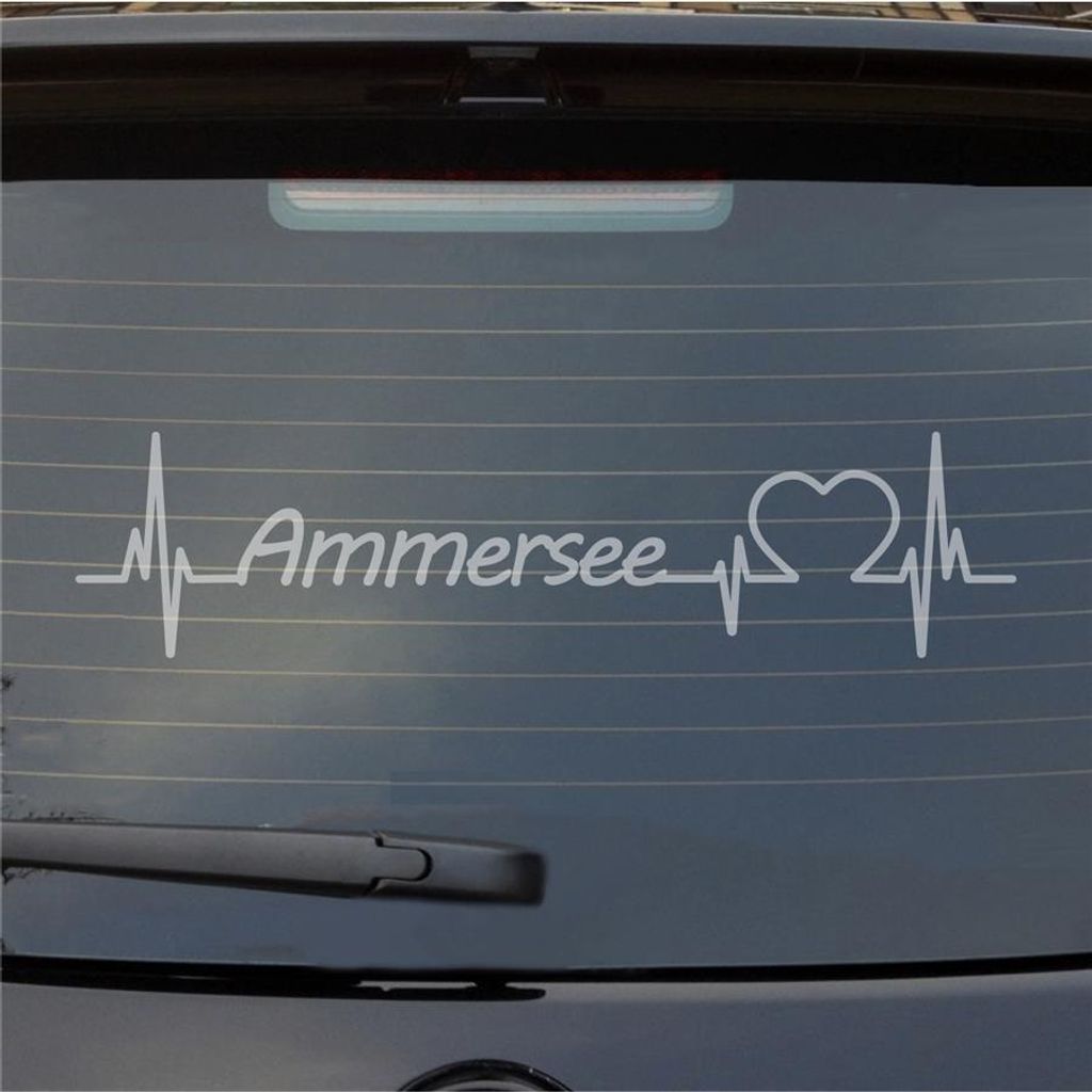 Heckscheibenaufkleber Ammersee Herzschlag Puls See Sea Liebe 55x13 cm Milchglas Auto Aufkleber Sticker