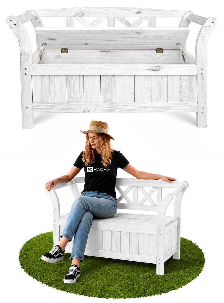 KADAX parkbank van hout met rugleuning, terrasmeubelset, Productafbeelding 