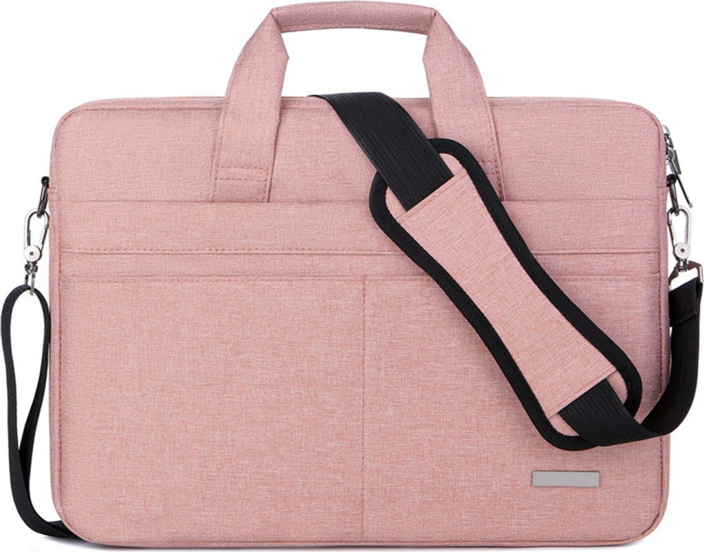 Laptoptasche 15,6 Zoll, wasserdicht, stoßfest, Notebook-Umhängetasche, mit Schultergurt und verstecktem Griff, Rosa