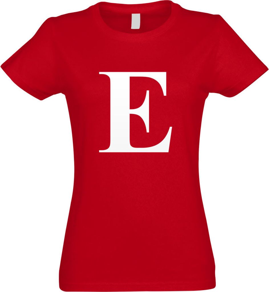Kiwistar - T-Shirt tailliert - Damen - rot - Buchstabe E - Alphabet - mit Motiv Bedruckt - Funshirt Design - Sport - Freizeit - Damen - XL