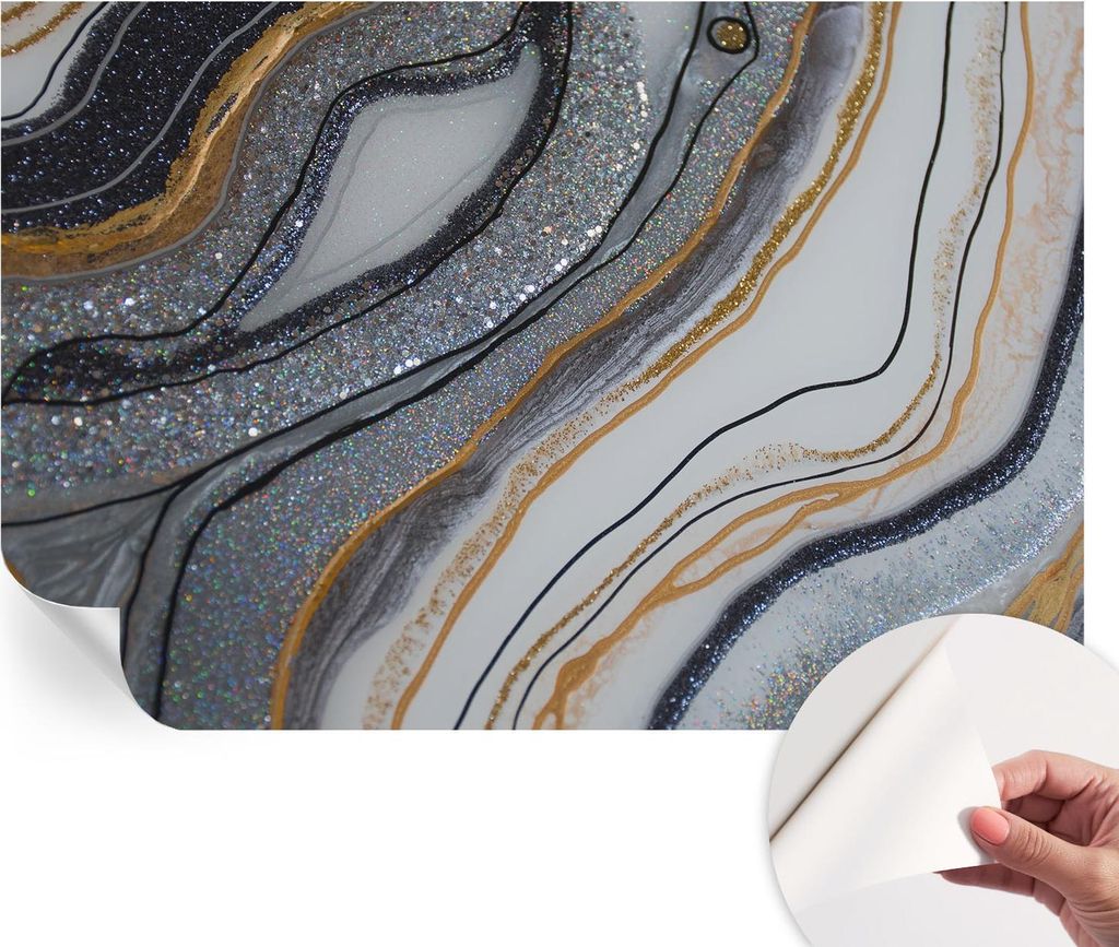 Selbstklebende Wandtapete - Dekorative Tapete für Wohnzimmer - Klebefolie für Wandbilder - Tapetenfolie für Wanddekoration - 104x70 cm - Steinwe...