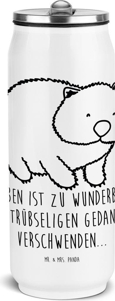 Mr. & Mrs. Panda Wasserflasche Wombat - Weiß - Geschenk, Spruch, Das Leben Ist schön, Australien, Thermosflasche, Motivation, Edelstahl Trinkflas...