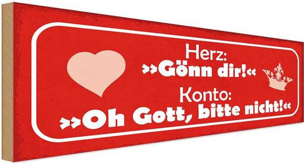 vianmo Holzschild 10x27 cm Herz Gönn dir Konto Oh Gott Dekoration